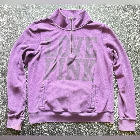 PINK Victoria’s Secret 1/4 Zip Pullover Size Medium Purple - Picture 1 of 3